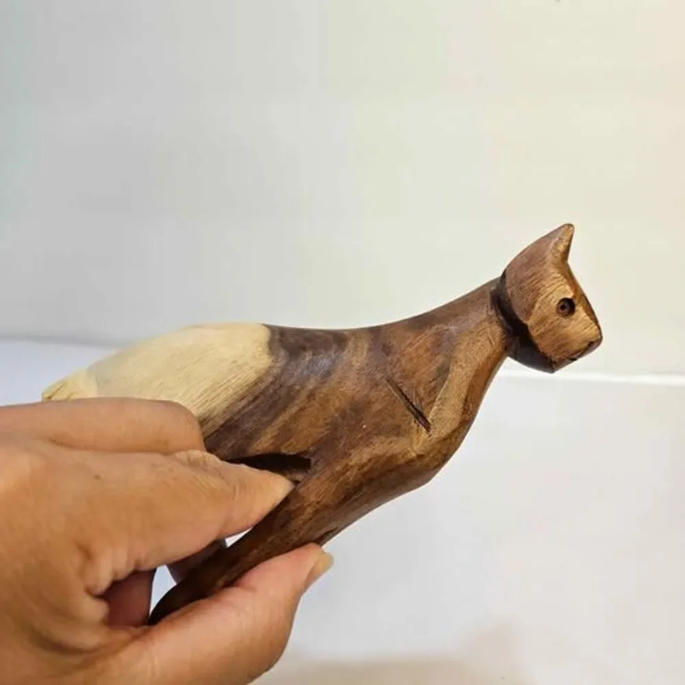 Wooden cat figurine
